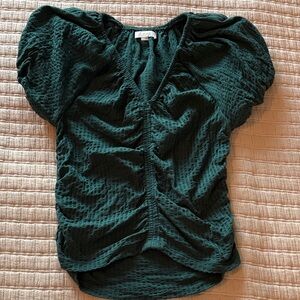 Forest green women’s puff sleeve top